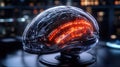 Futuristic brain model with glowing lights