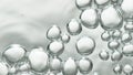 Transparent cosmetic gas bubbles in low angle on white background