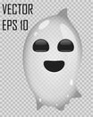 Transparent ghost on checked background. Halloween vector illustration.