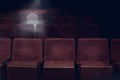Transparent ghost little girl appears in movie theater Royalty Free Stock Photo