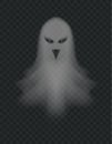 Transparent ghost. Scary halloween night ghoul. Dead spirit with angry face expression. Flying horror demon Royalty Free Stock Photo