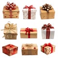 Transparent Gift Boxes with Different Ribbon and Bow Styles and Wrapping Papers, A Visual Guide Royalty Free Stock Photo