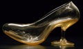 A transparent glass accent gives women\'s shoes modern edge Creating using generative AI tools