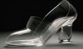 A transparent glass accent gives women\'s shoes modern edge Creating using generative AI tools