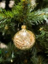 Transparent glass ball with tinsel inside - a Christmas toy of Soviet times