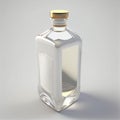 Transparent glass bottle of whiskey, shot ,generative AI