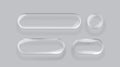 Transparent glass buttons, frame label, event web bar. Vector illustration Royalty Free Stock Photo