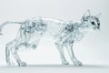 Transparent glass cat sculpture showcasing intricate mechanical design and elegant feline form with visible internal structures