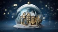 Transparent Glass Christmas ball with a house and fir trees inside Royalty Free Stock Photo