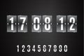 Transparent Glass Countdown timer isolated on black background. Vector template