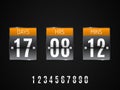 Transparent Glass Countdown timer isolated on black background. Vector template