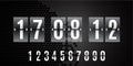 Transparent Glass Countdown timer isolated on black background. Vector template