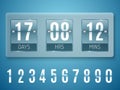 Transparent Glass Countdown timer isolated on blue background. Mechanical scoreboard. Royalty Free Stock Photo