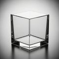 A transparent glass cube, reflecting light on a monochromatic grey background Royalty Free Stock Photo