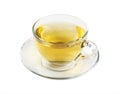 Transparent glass cup of green tea isolated Royalty Free Stock Photo