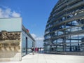 Transparent glass dome on the roof of the Reichtag to Berlin in Germany.