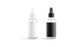 Transparent glass dropper bottle white and black label, looped rotation