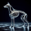 Transparent glass form of dog body with skeleton visible Royalty Free Stock Photo