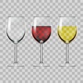 Transparent Glass Full Of Red, White Wine, And Empty Royalty Free Stock Photo