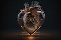 transparent glass heart of anatomical shape. concept of love. Generative AI