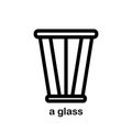 Transparent glass icon for drinks and beverage, kitchen utensils and equipment in flat line style