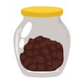 Transparent glass jar with instant coffee. Vector illustration. Packaging collection. Royalty Free Stock Photo