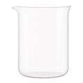 Transparent glass laboratory flask. Flask filled with liquid on a white background. Royalty Free Stock Photo