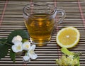 The transparent glass of lime tea and lemon Royalty Free Stock Photo