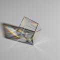 Transparent Glass Prism Casting Rainbow Light on White Background Royalty Free Stock Photo