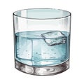 Transparent glass of purified water with ice