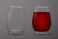 Transparent glass with red wine.