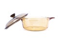 Transparent Glass Saucepan With Lid Over White Background Royalty Free Stock Photo