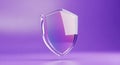 Transparent Glass Shield on Purple Background â 3D Security Protection Concept Royalty Free Stock Photo