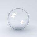 Transparent glass sphere or bubble on white background with shadow Royalty Free Stock Photo