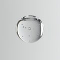 Transparent glass sphere holding liquid, suspended with delicate bubbles against pristine white background, representing Royalty Free Stock Photo