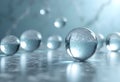 Floating glass spheres casting soft reflections Royalty Free Stock Photo