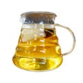 Transparent glass teapot with green tea on an isolated background Royalty Free Stock Photo