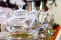 Transparent glass teapots with loose-leaf tea