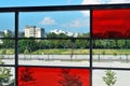 Transparent glass wall in modern building Royalty Free Stock Photo