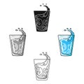 Transparent glass with water. Water to take my pills insulin for diabetics.Diabetes single icon in cartoon,black style