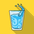 Transparent glass with water. Water to take my pills insulin for diabetics. Diabetes single icon in flat style vector