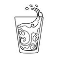 Transparent glass with water. Water to take my pills insulin for diabetics.Diabetes single icon in outline style vector