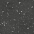 Transparent glitter Christmas eve snowfall effect for Christmas and New Year Design with snowflakes. Falling shining Royalty Free Stock Photo