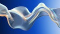 Transparent glossy glass ribbon. Curved wave in motion.