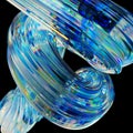 Transparent glossy glass ribbon. Curved wave in motion.