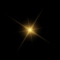 Transparent glow light effect. Star burst with sparkles. Gold glitter