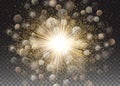 Transparent glow light effect. Star burst with sparkles. Gold glitter. Vector abstract background. Motion Luxury Design Royalty Free Stock Photo