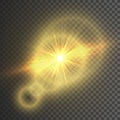 Transparent glow light effect. Star burst with sparkles. Gold glitter. Vector illustration Royalty Free Stock Photo