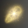 Transparent glow light effect. Star burst with sparkles. Gold glitter. Vector illustration Royalty Free Stock Photo