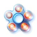 Transparent glowing loading spinner with rotating circles